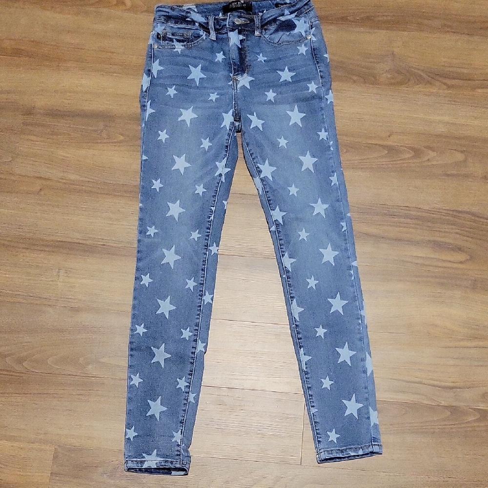 Judy Blue Skinny Jeans Blue Star Pattern Size 1